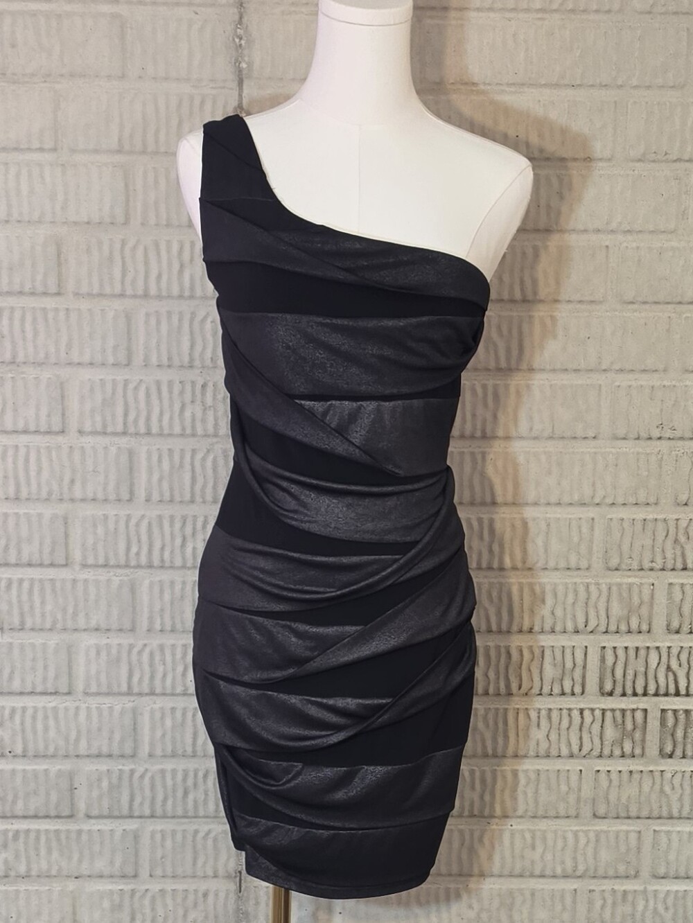 Vintage Y2K Deb Asymmetrical Black Silver Club Dress